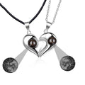 1 Pair Personalized Custom Photo Couple Heart Shape Projection Pendant Necklace - MERGE.DAY.1.FREESTYLE