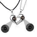 1 Pair Name Couple Heart Shape 100 Languages I Love You Projection Pendant Necklace - MERGE.DAY.1.FREESTYLE