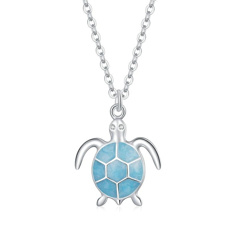 nowadaysfashion Blue Turtle Pendant Necklace Enamel Adjustable Necklace - MERGE.DAY.1.FREESTYLE