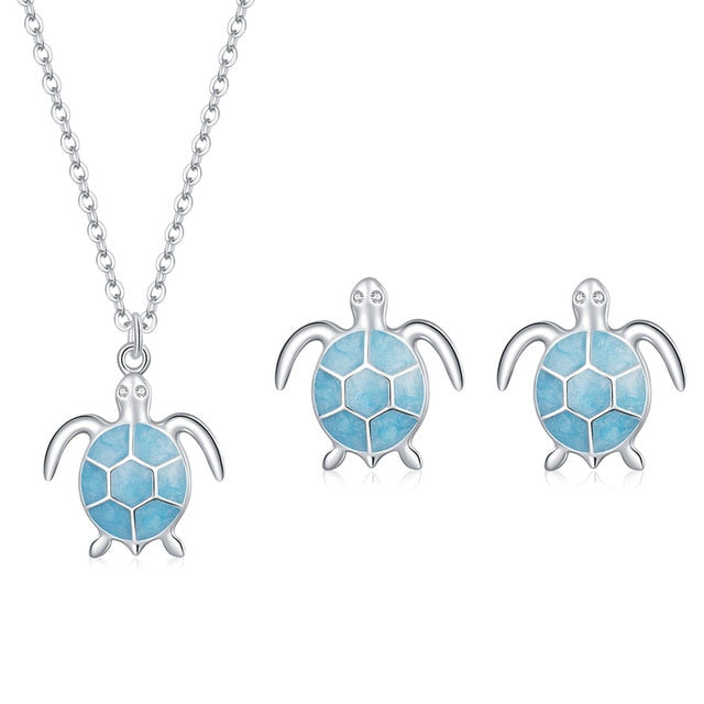 nowadaysfashion Blue Turtle Pendant Necklace Enamel Adjustable Necklace - MERGE.DAY.1.FREESTYLE