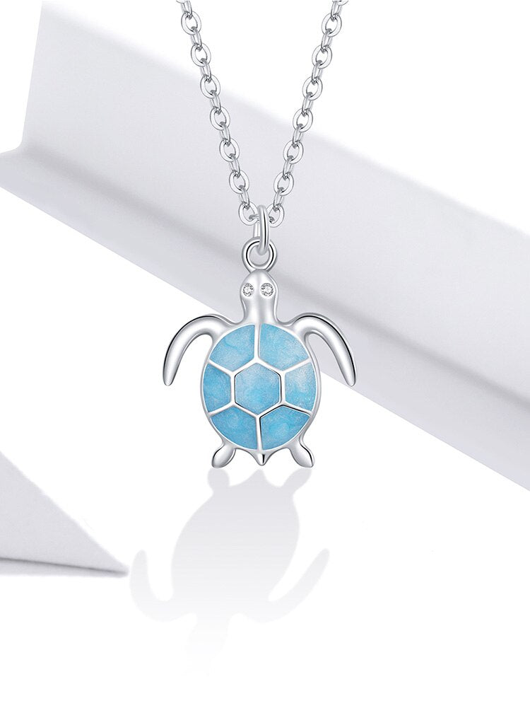 nowadaysfashion Blue Turtle Pendant Necklace Enamel Adjustable Necklace - MERGE.DAY.1.FREESTYLE