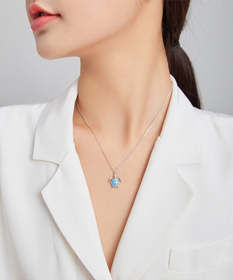 nowadaysfashion Blue Turtle Pendant Necklace Enamel Adjustable Necklace - MERGE.DAY.1.FREESTYLE