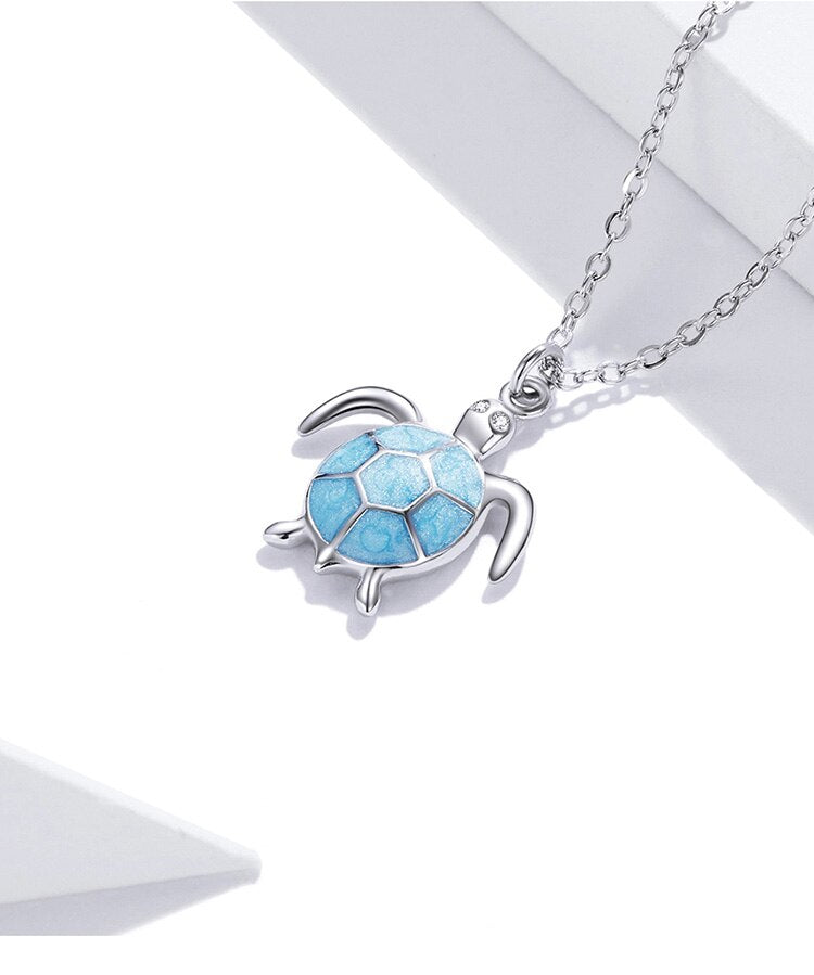 nowadaysfashion Blue Turtle Pendant Necklace Enamel Adjustable Necklace - MERGE.DAY.1.FREESTYLE