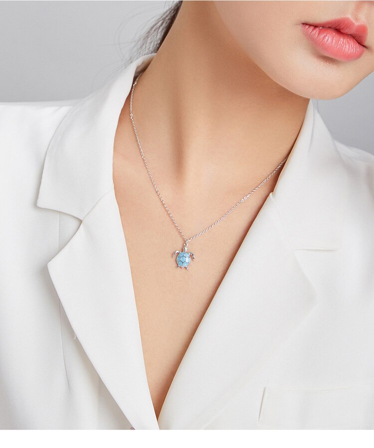 nowadaysfashion Blue Turtle Pendant Necklace Enamel Adjustable Necklace - MERGE.DAY.1.FREESTYLE