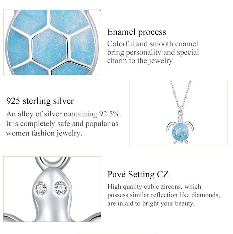 nowadaysfashion Blue Turtle Pendant Necklace Enamel Adjustable Necklace - MERGE.DAY.1.FREESTYLE