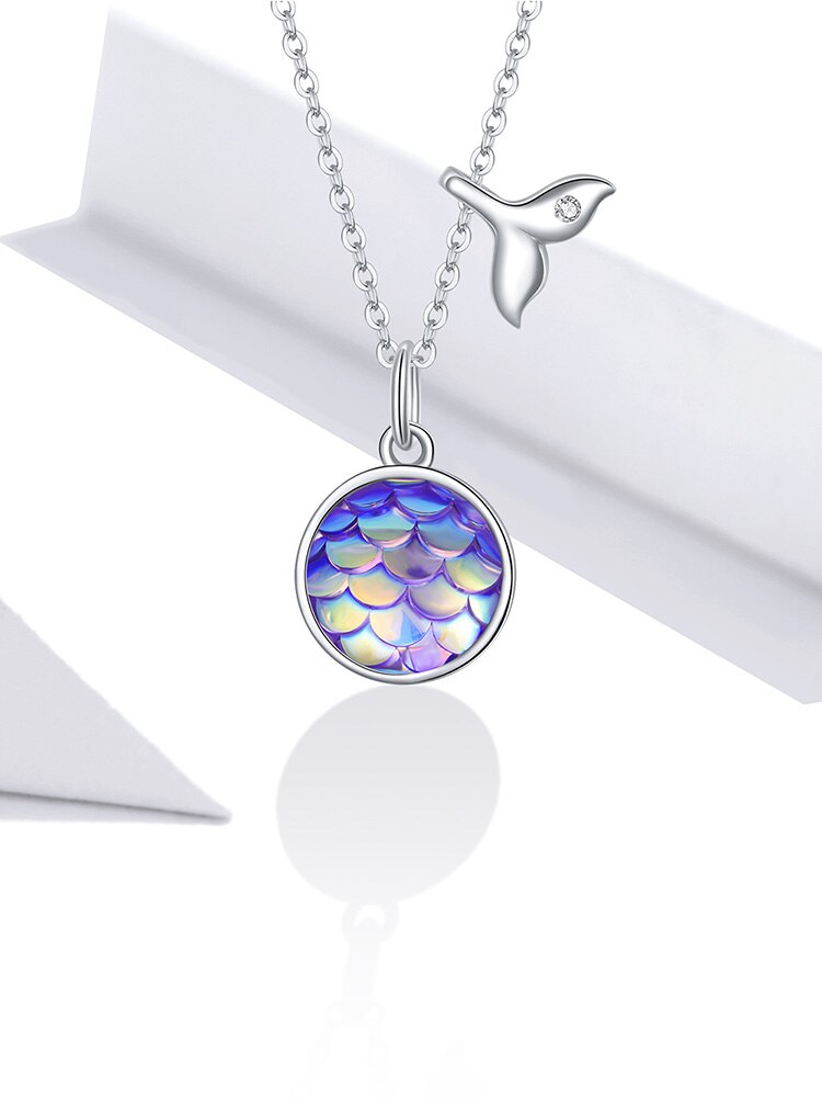 nowadaysfashion Sparkling Fishtail Scale Blue Necklace Ocean Chain Link - MERGE.DAY.1.FREESTYLE