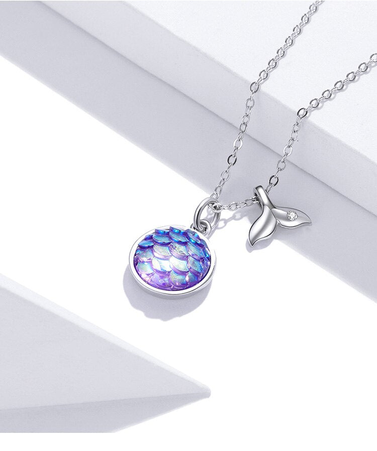 nowadaysfashion Sparkling Fishtail Scale Blue Necklace Ocean Chain Link - MERGE.DAY.1.FREESTYLE