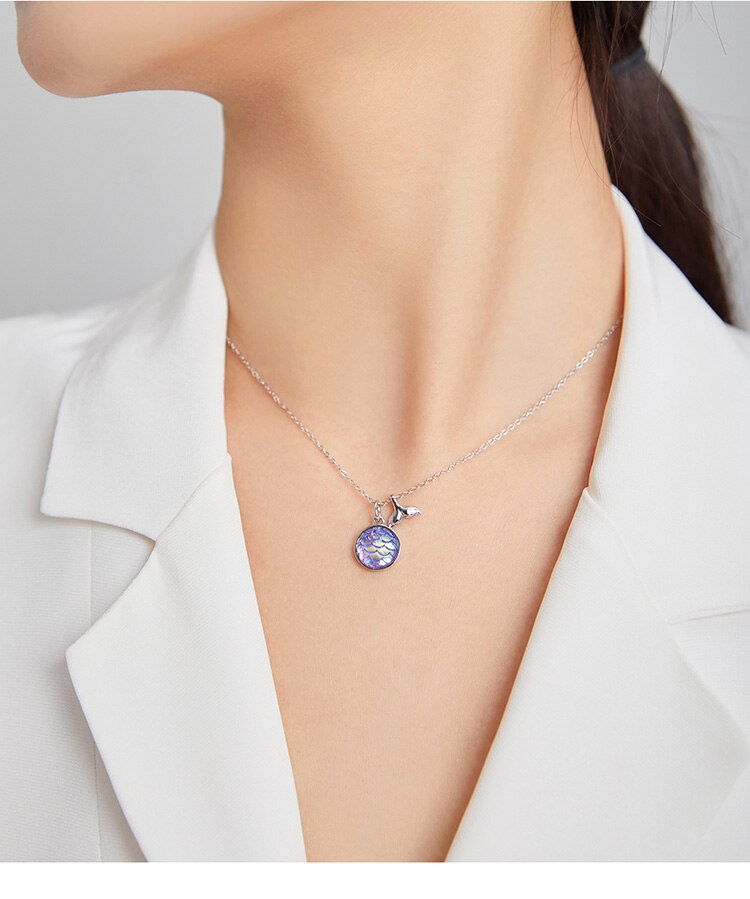 nowadaysfashion Sparkling Fishtail Scale Blue Necklace Ocean Chain Link - MERGE.DAY.1.FREESTYLE
