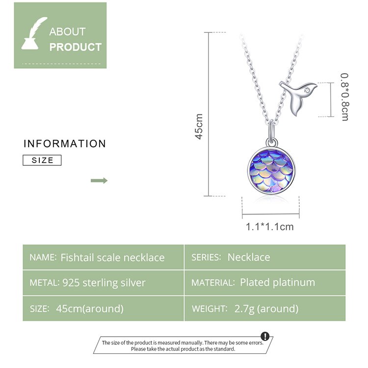 nowadaysfashion Sparkling Fishtail Scale Blue Necklace Ocean Chain Link - MERGE.DAY.1.FREESTYLE