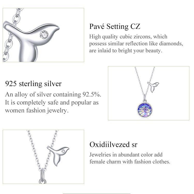 nowadaysfashion Sparkling Fishtail Scale Blue Necklace Ocean Chain Link - MERGE.DAY.1.FREESTYLE
