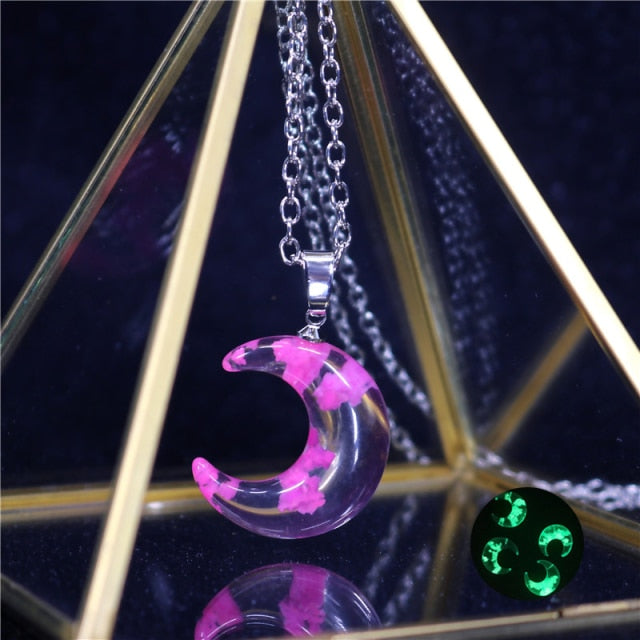 Resin Rould Ball Moon Pendant Necklace Women Blue Sky White Cloud Necklace - MERGE.DAY.1.FREESTYLE
