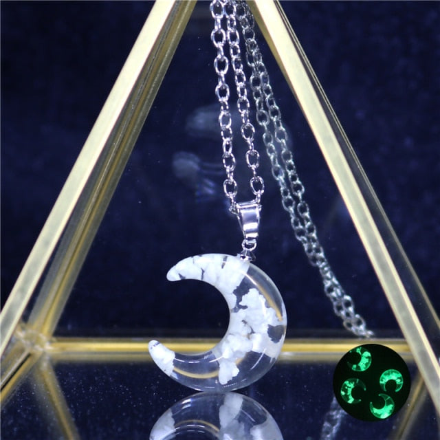 Resin Rould Ball Moon Pendant Necklace Women Blue Sky White Cloud Necklace - MERGE.DAY.1.FREESTYLE