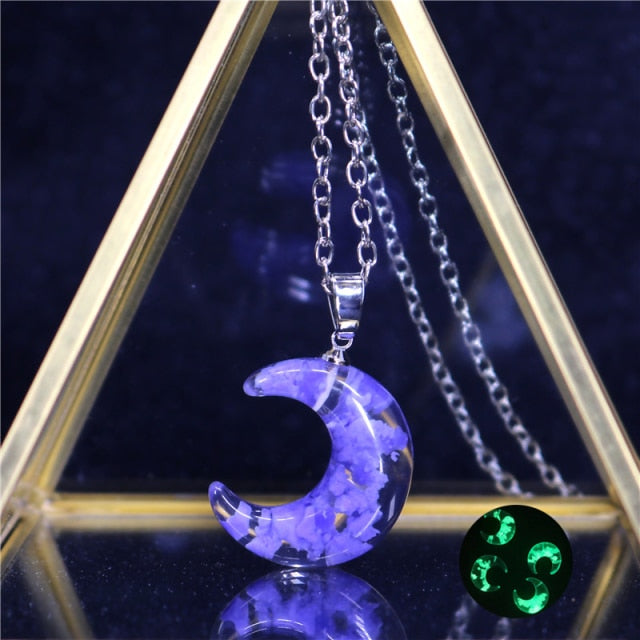 Resin Rould Ball Moon Pendant Necklace Women Blue Sky White Cloud Necklace - MERGE.DAY.1.FREESTYLE
