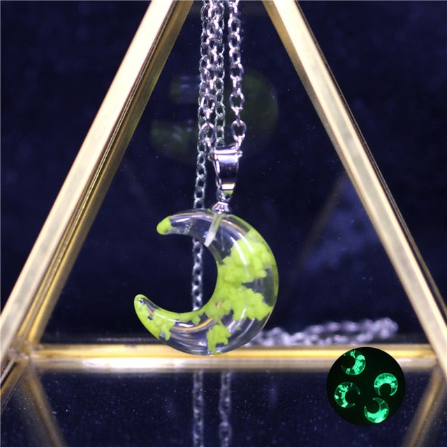 Resin Rould Ball Moon Pendant Necklace Women Blue Sky White Cloud Necklace - MERGE.DAY.1.FREESTYLE