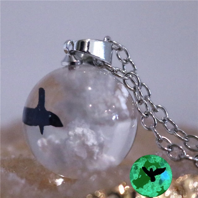 Resin Rould Ball Moon Pendant Necklace Women Blue Sky White Cloud Necklace - MERGE.DAY.1.FREESTYLE