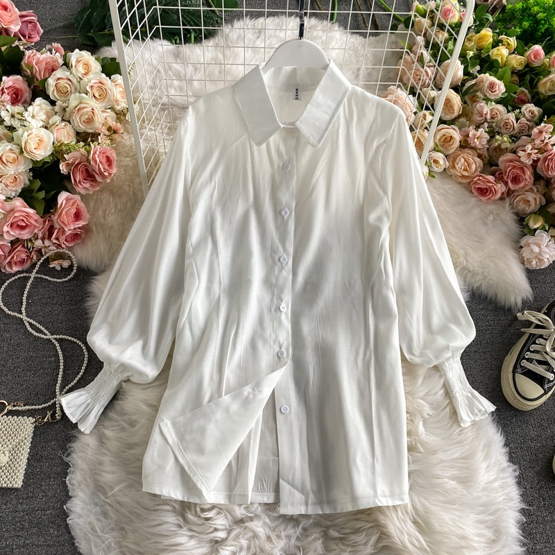 lantern sleeve shirt fashion 2021 women's knitted vest two piece sets of College style- MERGE.DAY.1.FREESTYLE