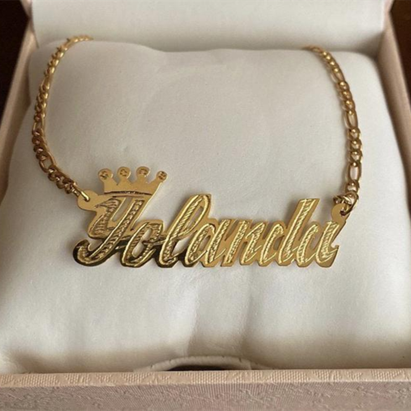 nowadaysfashion Personalize Custom Name Crown Necklace Nameplate Pendant Necklace Made Any Name - MERGE.DAY.1.FREESTYLE