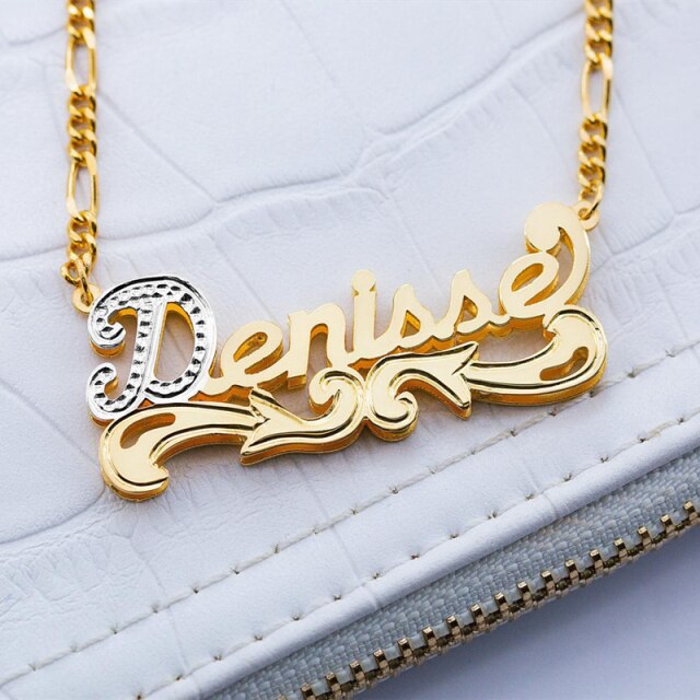 nowadaysfashion Name Necklace Double Name Plate Nameplate Necklace Custom Nameplate - MERGE.DAY.1.FREESTYLE