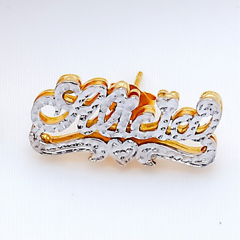 Personalized Name Earring For Women Stainless Steel Custom Gold Nameplate Stud Earring - MERGE.DAY.1.FREESTYLE