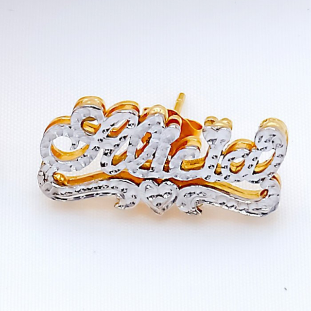 Personalized Name Earring For Women Stainless Steel Custom Gold Nameplate Stud Earring - MERGE.DAY.1.FREESTYLE