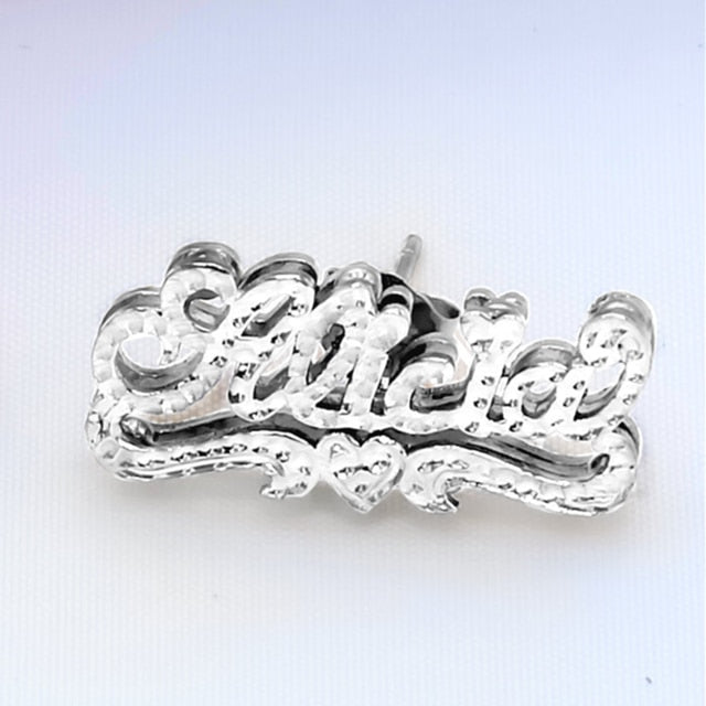Personalized Name Earring For Women Stainless Steel Custom Gold Nameplate Stud Earring - MERGE.DAY.1.FREESTYLE