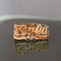 Personalized Name Ring Unisex Custom Letter Initial Ring with Heart Gold-Plated Copper Nameplate Ring - MERGE.DAY.1.FREESTYLE
