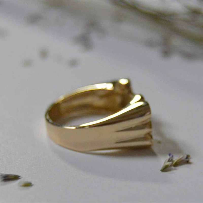 Personalized Name Ring Unisex Custom Letter Initial Ring with Heart Gold-Plated Copper Nameplate Ring - MERGE.DAY.1.FREESTYLE