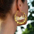 50-100mm Personalized Bamboo Earrings Custom Hoops Earrings Customize Name Earrings - MERGE.DAY.1.FREESTYLE