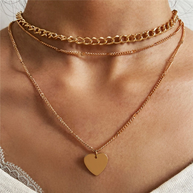 29 stylish Gold necklace on neck Gold chain Women's jewelry layered accesories - MERGE.DAY.1.FREESTYLE