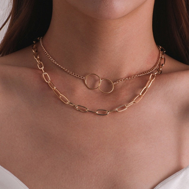 29 stylish Gold necklace on neck Gold chain Women's jewelry layered accesories - MERGE.DAY.1.FREESTYLE