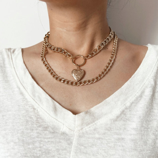 29 stylish Gold necklace on neck Gold chain Women's jewelry layered accesories - MERGE.DAY.1.FREESTYLE