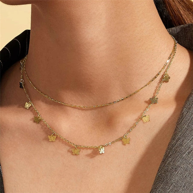 29 stylish Gold necklace on neck Gold chain Women's jewelry layered accesories - MERGE.DAY.1.FREESTYLE