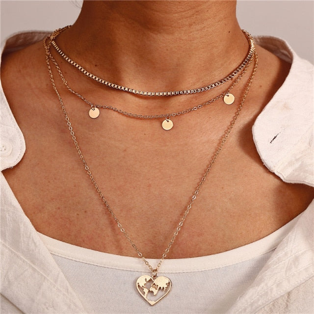29 stylish Gold necklace on neck Gold chain Women's jewelry layered accesories - MERGE.DAY.1.FREESTYLE