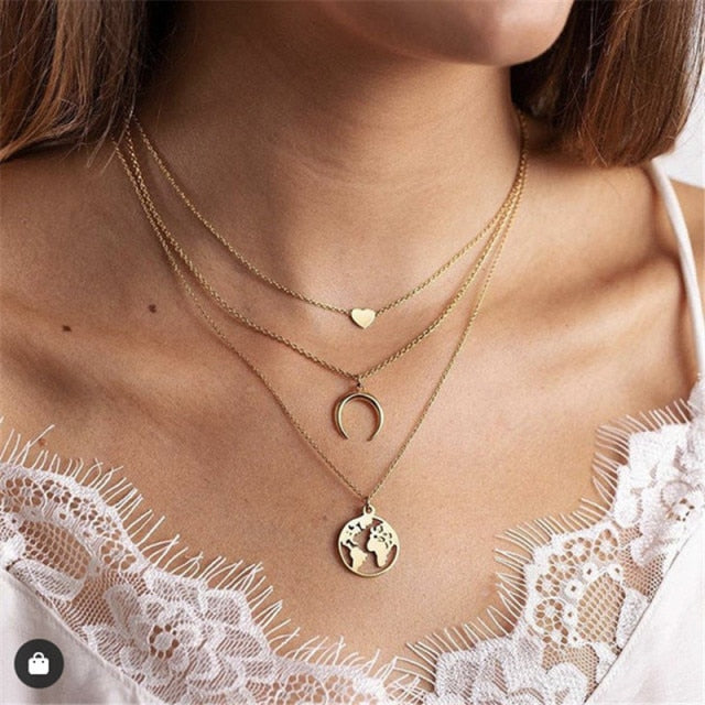 29 stylish Gold necklace on neck Gold chain Women's jewelry layered accesories - MERGE.DAY.1.FREESTYLE