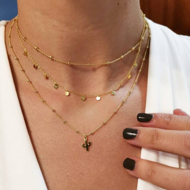 29 stylish Gold necklace on neck Gold chain Women's jewelry layered accesories - MERGE.DAY.1.FREESTYLE