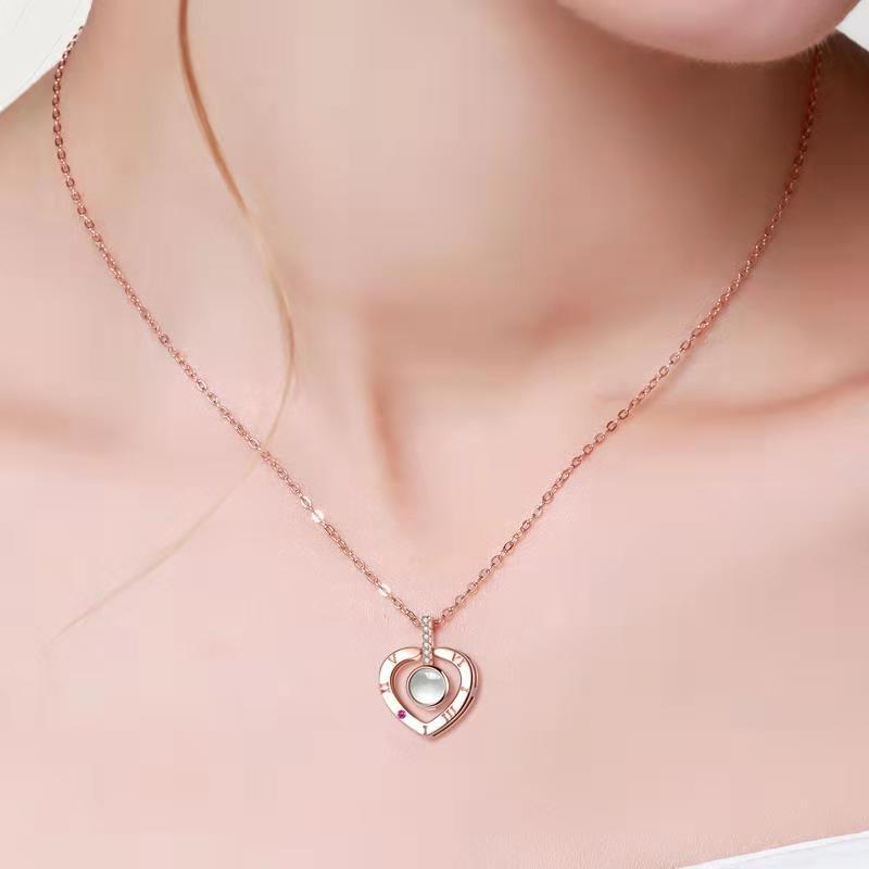 100 languages of love necklace Heart Pendant Wedding Romantic Memory Projection Necklace - MERGE.DAY.1.FREESTYLE