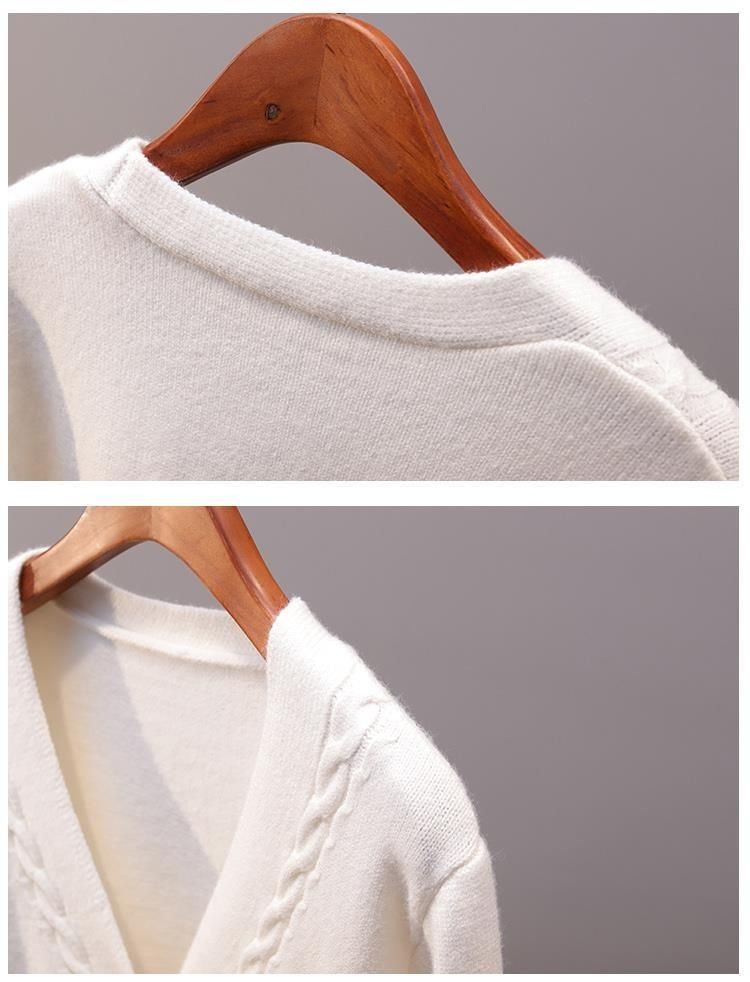 Sweater Cardigan Women Autumn Winter V Neck Pearl Single Breasted Loose Short Thicken Sweater Top - MERGE.DAY.1.FREESTYLE