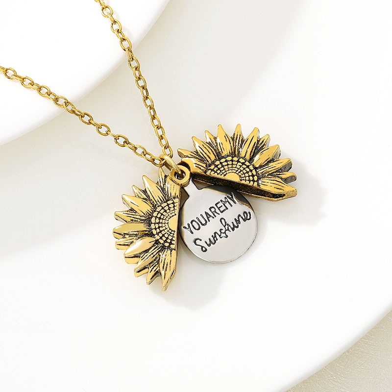 You Are My Sunshine Sunflower Necklaces For Women Gifts Rose Gold Color Fashion Jewelry - MERGE.DAY.1.FREESTYLE