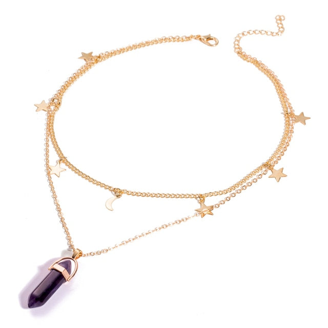 nowadaysfashion Crystals Necklace Bohemian Hexagon Opal Pendant Necklace - MERGE.DAY.1.FREESTYLE