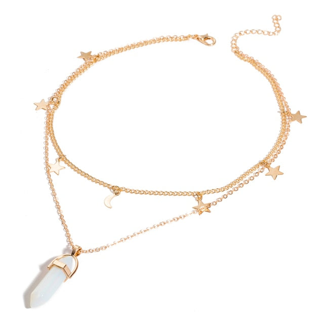 nowadaysfashion Crystals Necklace Bohemian Hexagon Opal Pendant Necklace - MERGE.DAY.1.FREESTYLE