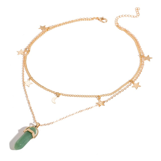 nowadaysfashion Crystals Necklace Bohemian Hexagon Opal Pendant Necklace - MERGE.DAY.1.FREESTYLE