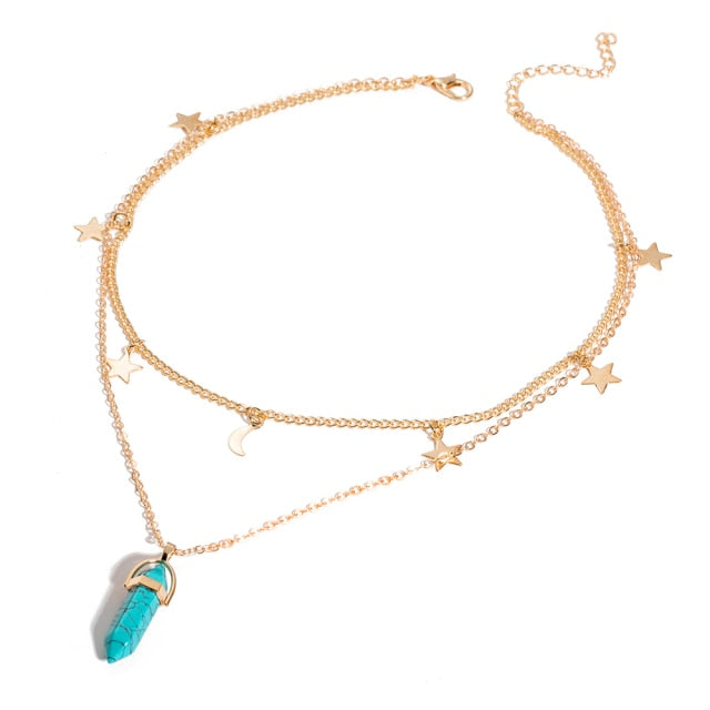 nowadaysfashion Crystals Necklace Bohemian Hexagon Opal Pendant Necklace - MERGE.DAY.1.FREESTYLE