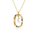 Sterling Silver Gold 26 Alphabet B J P Letters A M Initial Long Chain Necklace Summer Colorful Zircon Ovals - MERGE.DAY.1.FREESTYLE