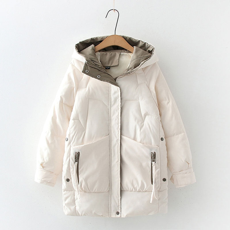 2021 Thick Hooded Down Coat Women Winter Jacket Cotton Long Warm Padded Parka - MERGE.DAY.1.FREESTYLE