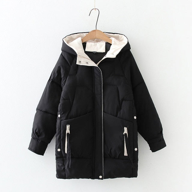 2021 Thick Hooded Down Coat Women Winter Jacket Cotton Long Warm Padded Parka - MERGE.DAY.1.FREESTYLE