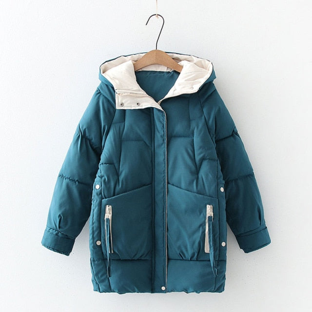 2021 Thick Hooded Down Coat Women Winter Jacket Cotton Long Warm Padded Parka - MERGE.DAY.1.FREESTYLE