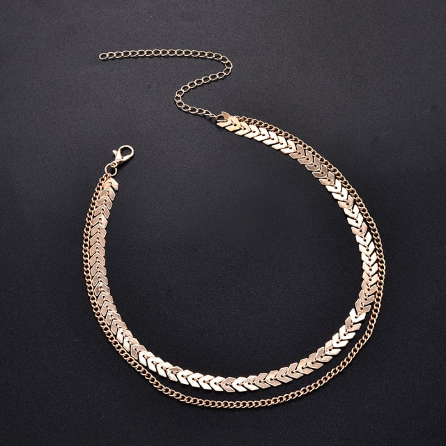 Fashion V Sequins Chain Necklace Bib Party Double Layer Necklace - MERGE.DAY.1.FREESTYLE