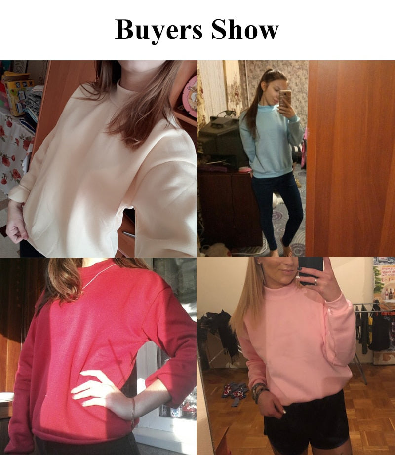 O-neck Hoodies Women Winter Autumn Pullover Sweatshirt Female Pure Color Loose Tracksuit - MERGE.DAY.1.FREESTYLE