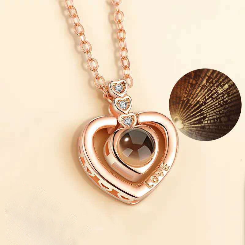100 languages of love necklace Heart Pendant Wedding Romantic Memory Projection Necklace - MERGE.DAY.1.FREESTYLE