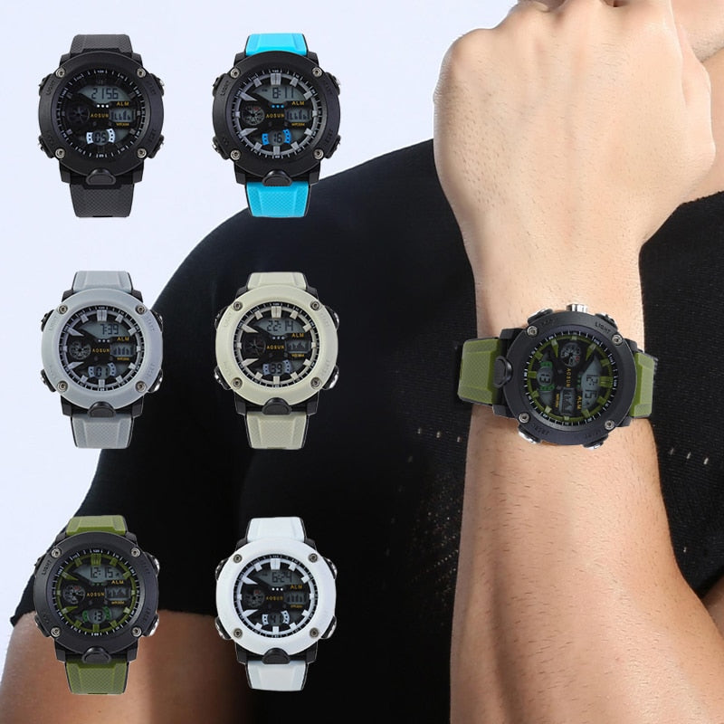 30M Waterproof Sports Men Watch Couple Fashion Popular Men's Multi-Functional LED Electronic Watchs - MERGE.DAY.1.FREESTYLE
